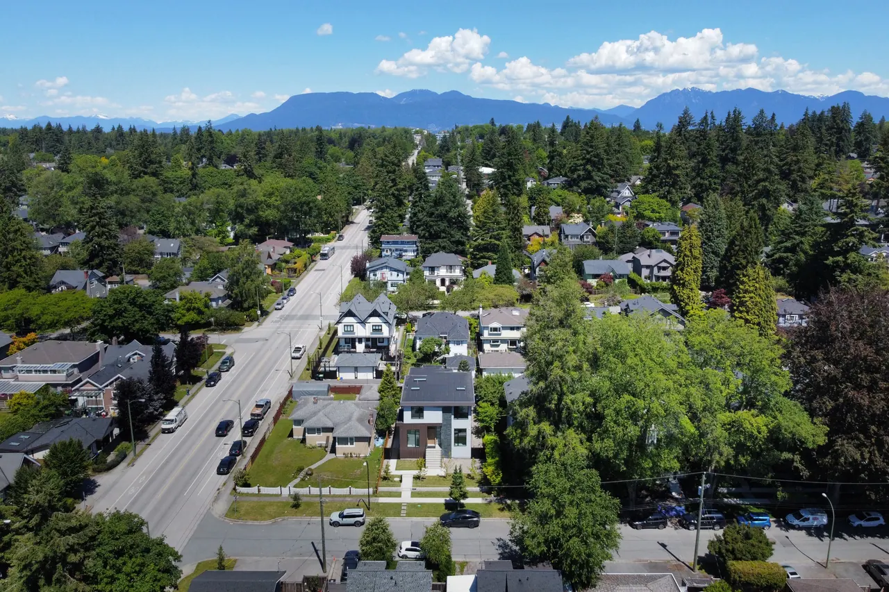 Aerial view with the North Shore mountains