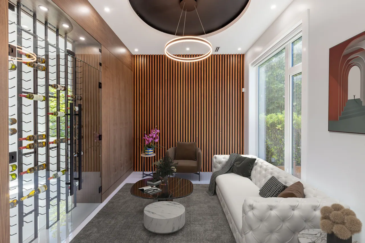 Wine room and lounge (virtually staged) at Mayfair Ave